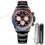 Swiss Replica Rolex Daytona Blaken Rainbow 7750 Watch 40mm Black Venom Rose Gold Subdials